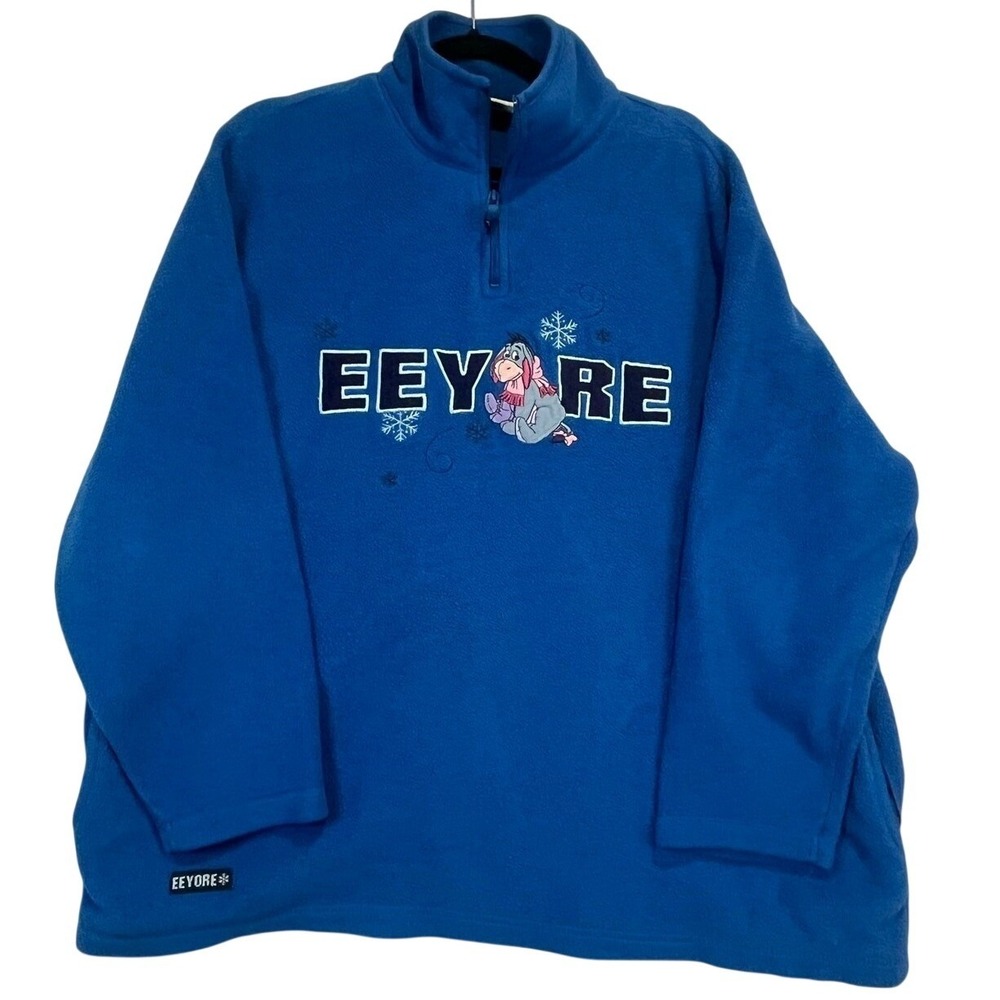 Disney Plus Eeyore Fleece Blue 1/4 Zip Pullover Jacket Size 1X
